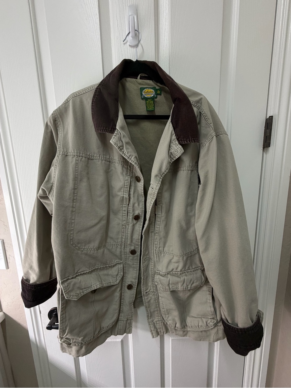 Cabela's Beige Jacket with Brown Corduroy Collar